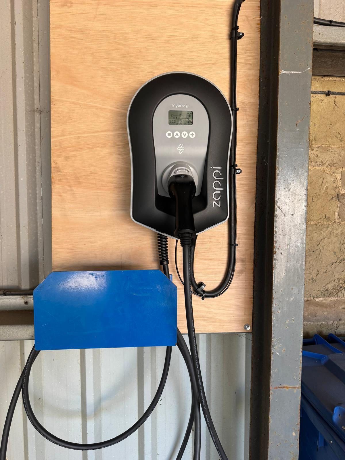 Zappi EV charge point installed in a workshop by WPP Electrical