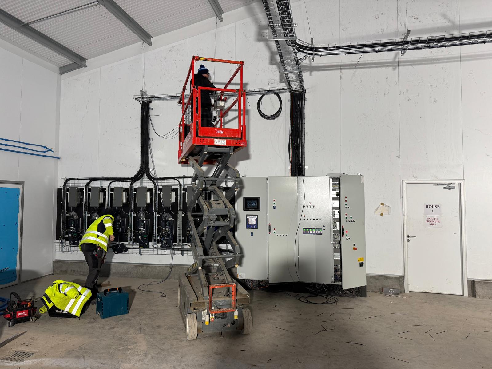 Motor control panel and switchgear installed in a biosecure poultry house