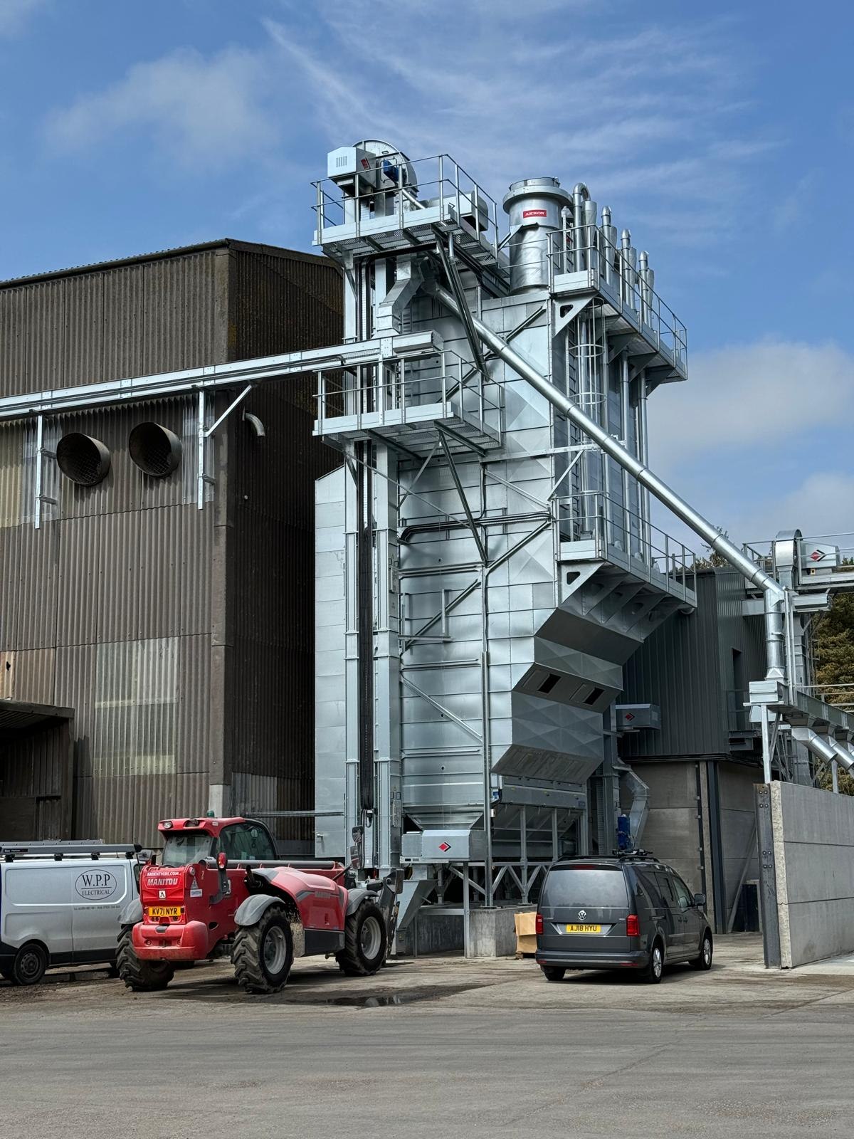 Agricultural electrical installation at a grain drier on a Scottish Borders farm
