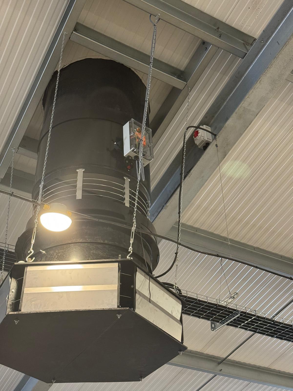 Ducting, control gear and lighting installed in a farm building